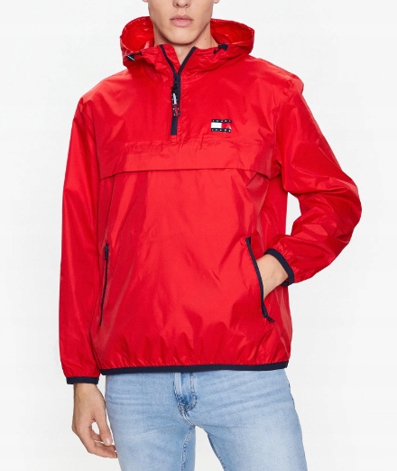 Tommy Jeans Bunda anorak Chicago DM0DM15906 Červená voděodolná vel. L
