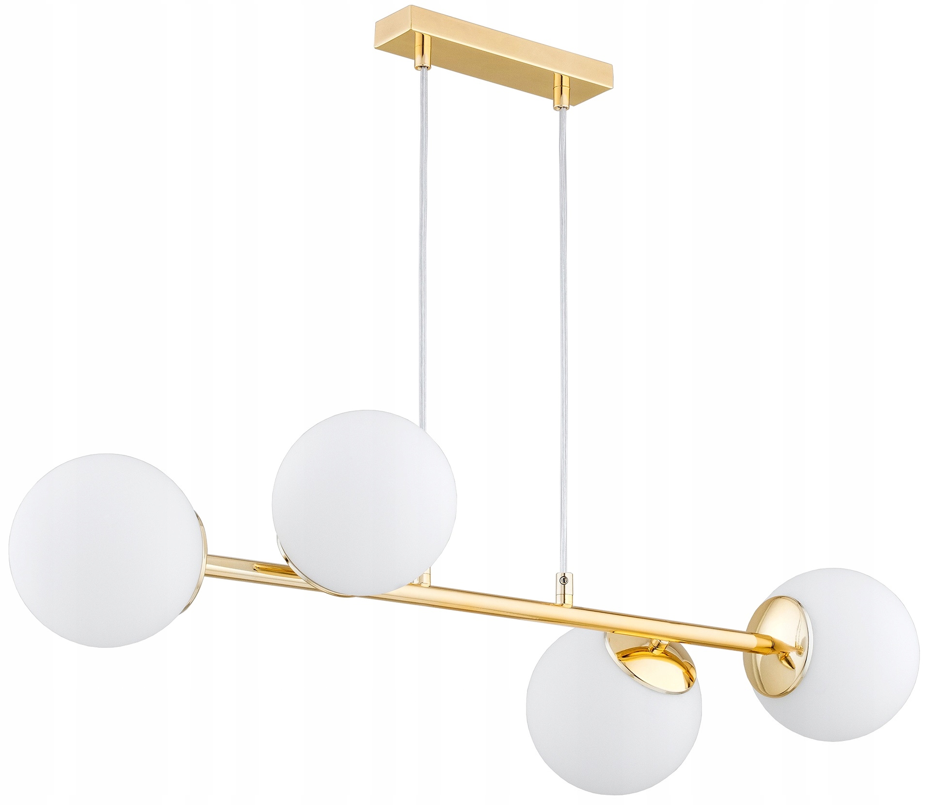 Złota Lampa Wisząca Sufitowa Żyrandol Białe Kule Milo Led E27