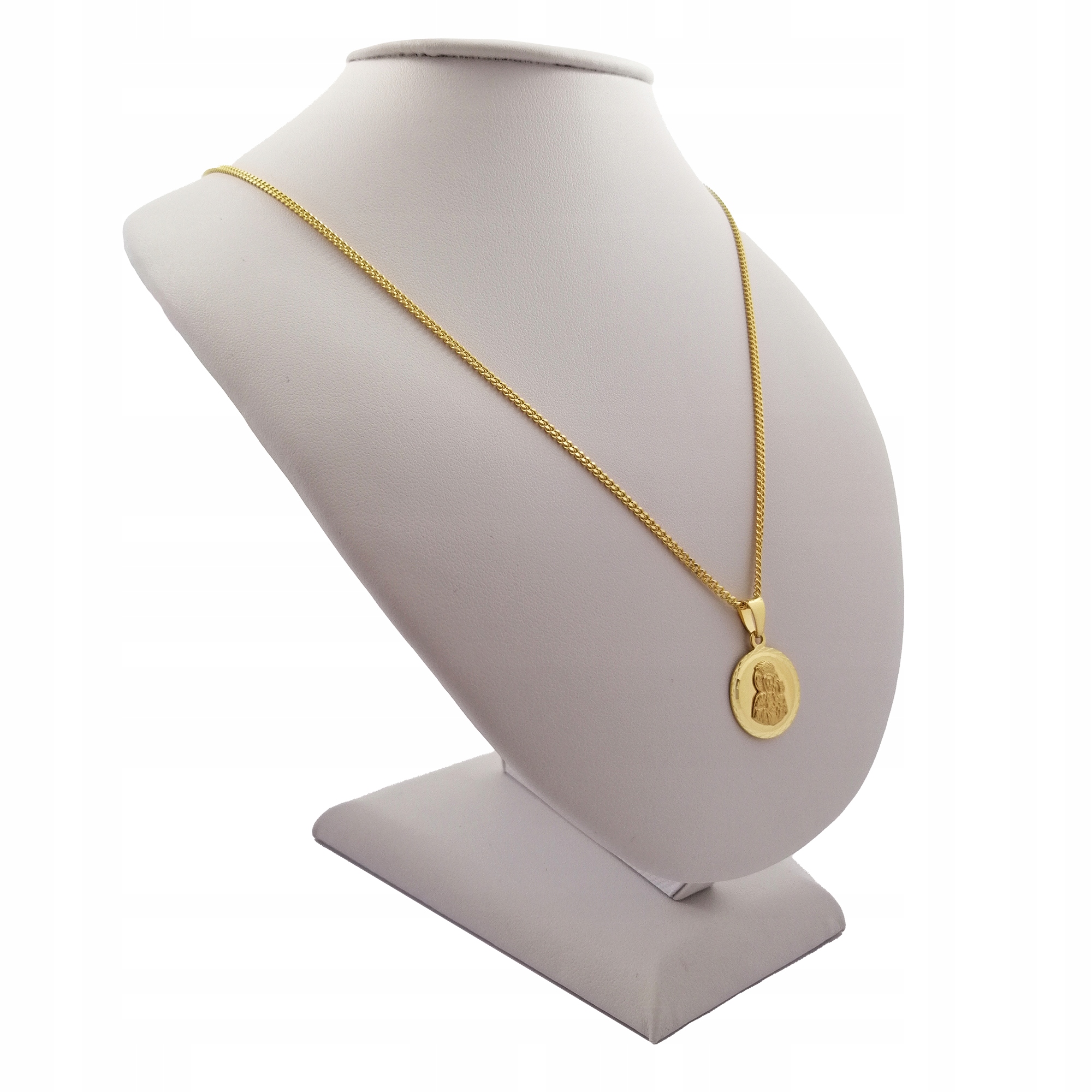 ZŁOTY ŁAŃCUSZEK + MEDALIK MATKA BOSKA 925/585 + GRAWER PREZENT NA CHRZEST Długość całkowita 55 cm