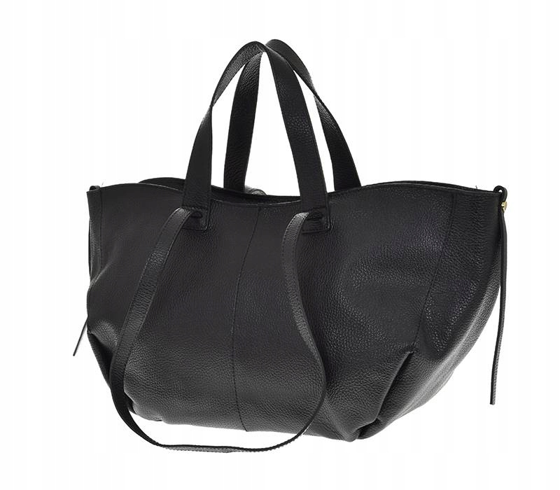 Kabelka shopper černá velká kožená A4 přes rameno Vera Pelle klasická kůže