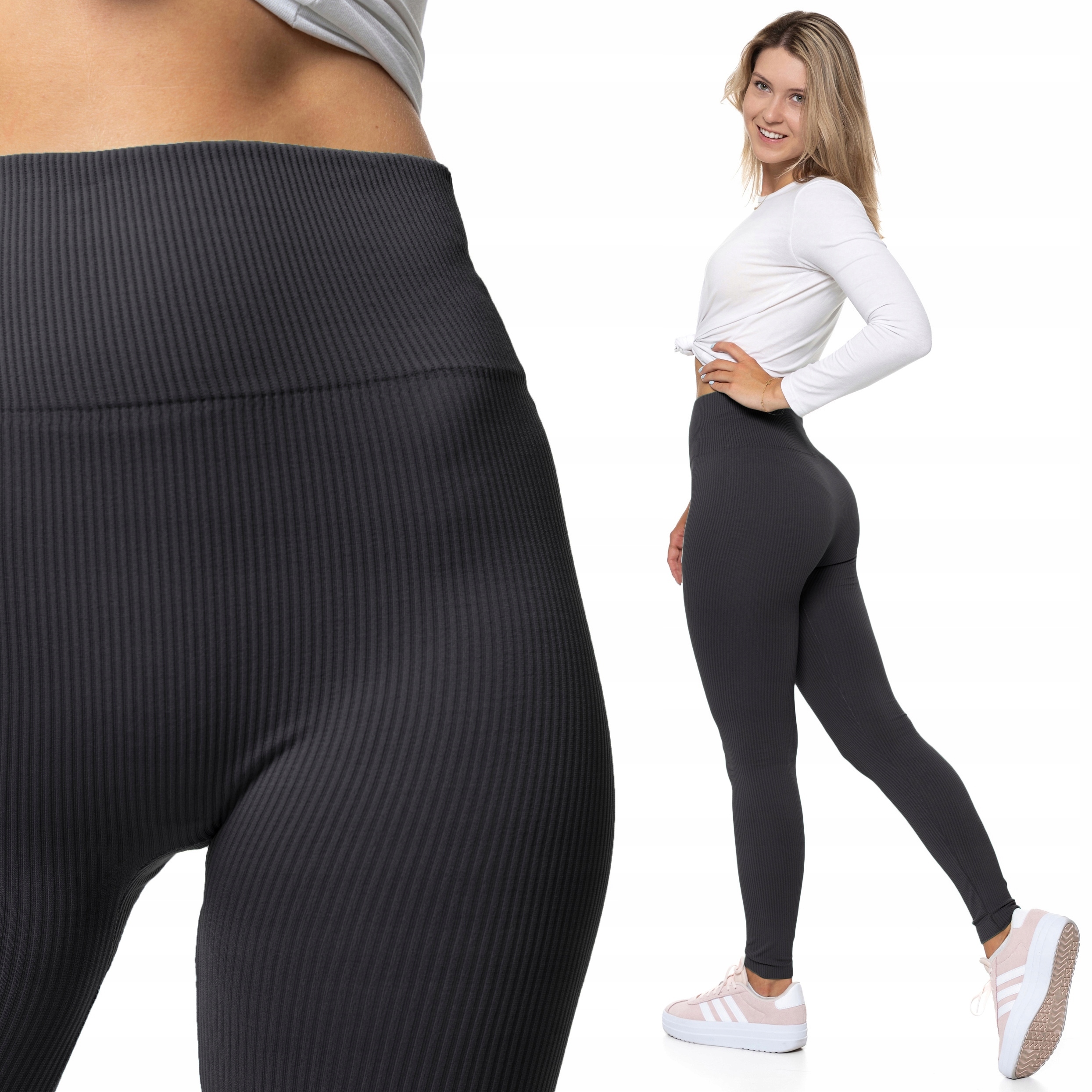 Dámské legíny s vysokým pasem a sportovními pruhy Moraj S/m