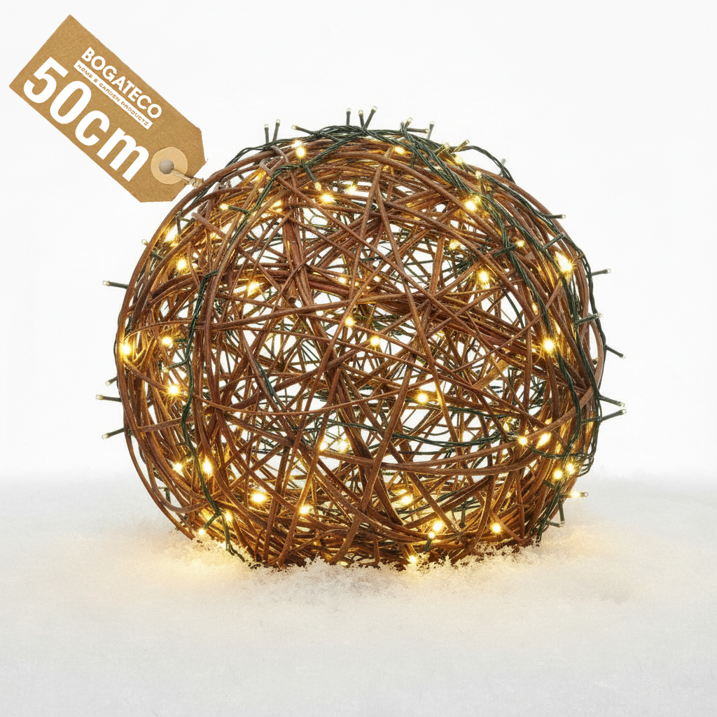 Proutěná Koule 50cm +led 230V 10M Zahradní Floristická Dekorativní