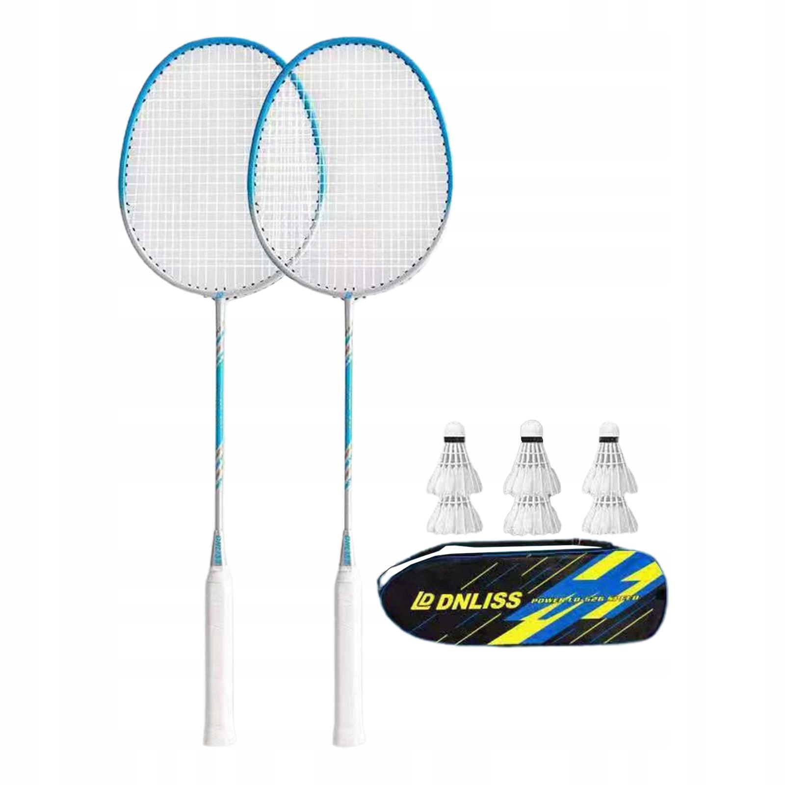 Badminton Rackets Set of 2 Badminton Equipment with Carrying Bag Blue