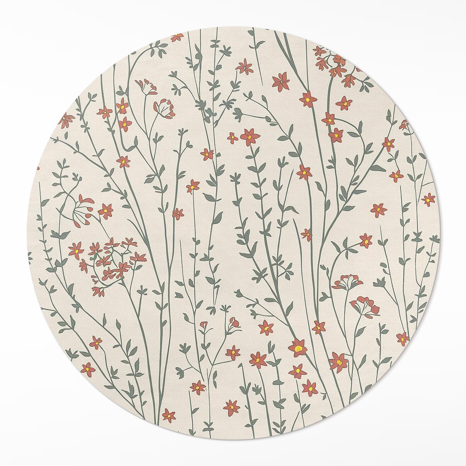 Okrúhly Pvc koberec Rozmer ⌀ 100 cm Drobné poľné kvety boho jemná lúka