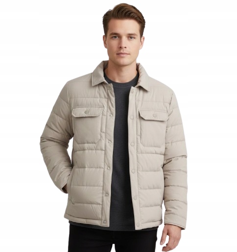 Abercrombie Hollister XL péřová přechodná bunda na jaro a podzim béžová