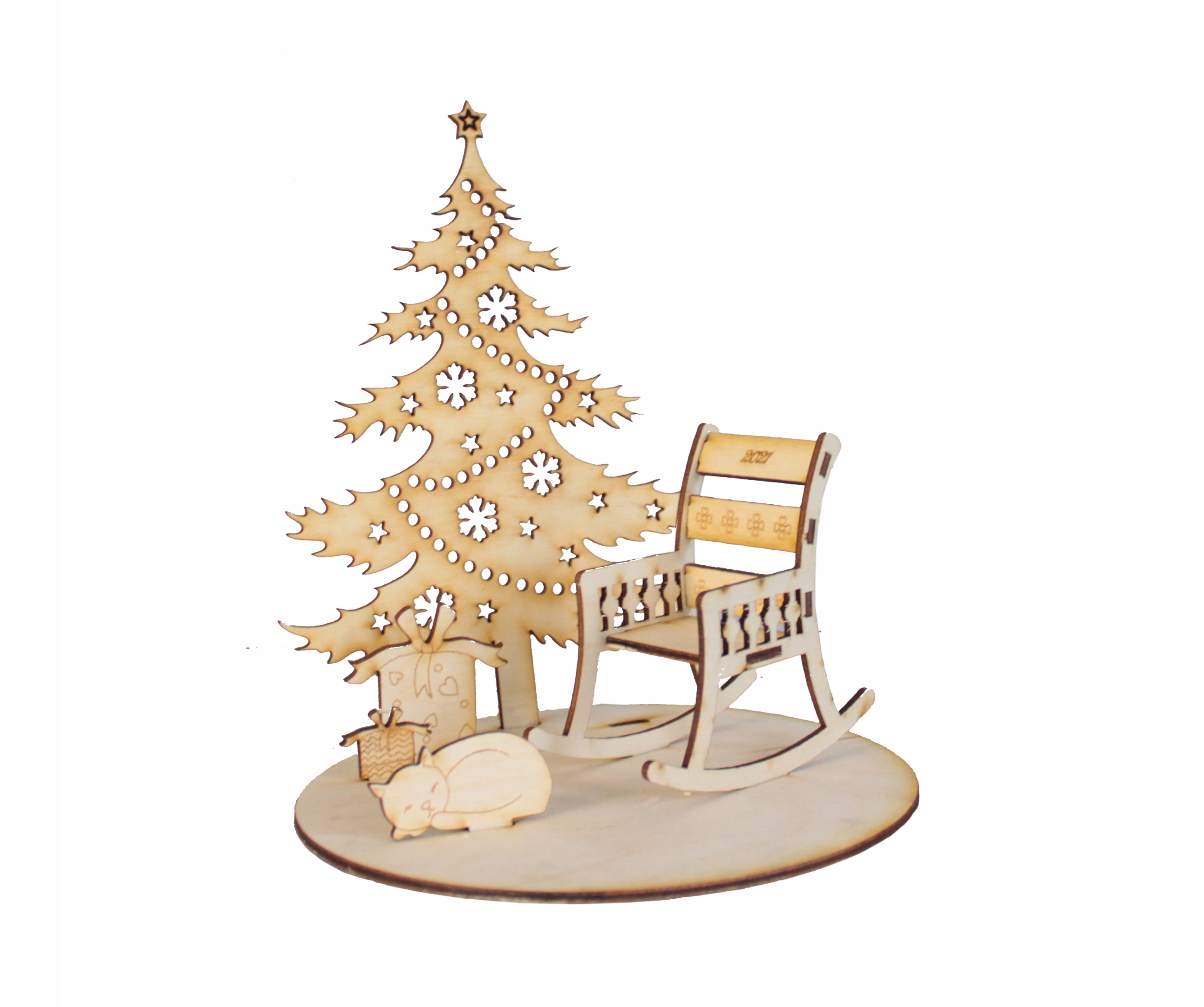 Świąteczna choinka z krzesłem