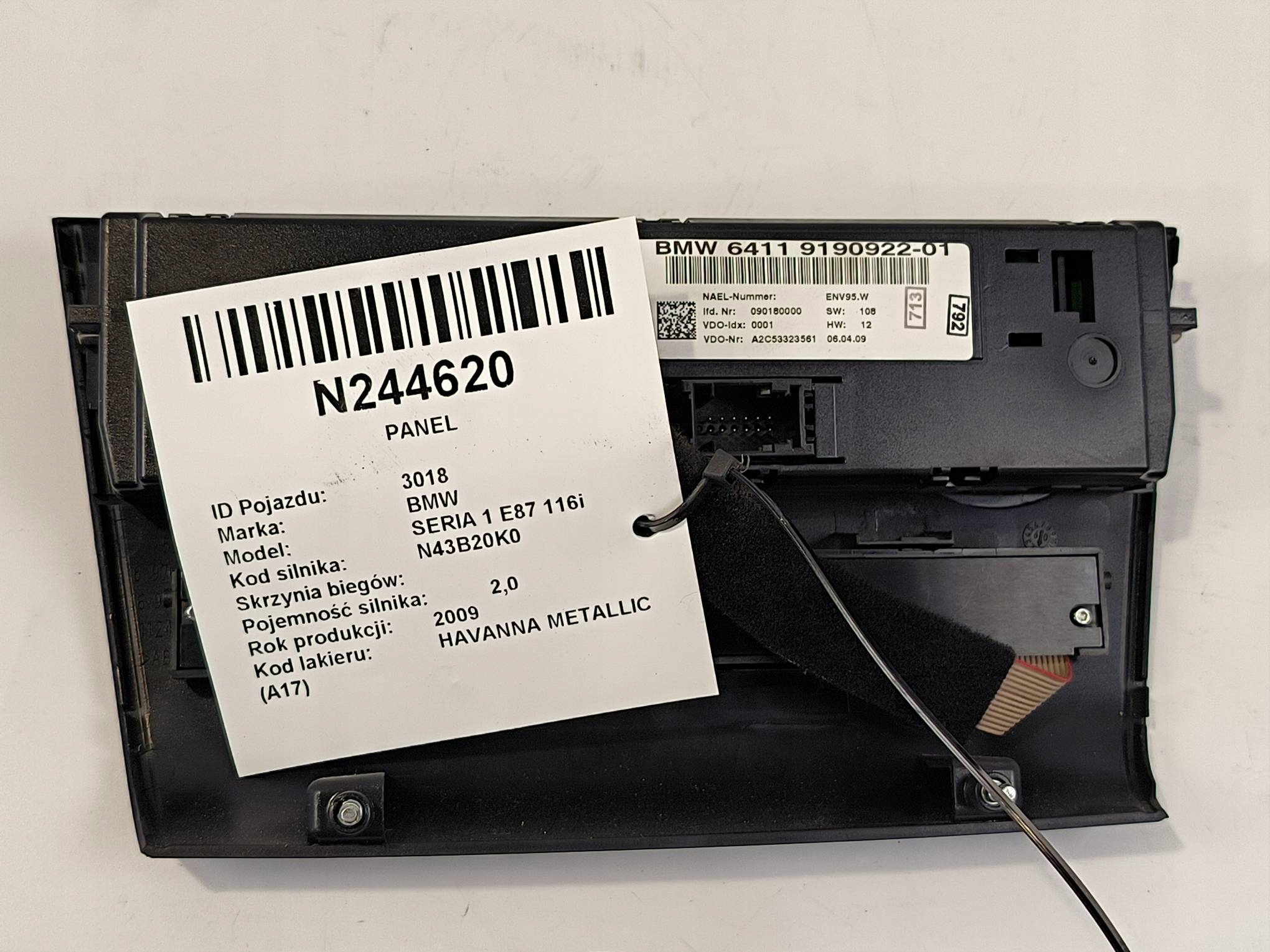 PANEL 64119190922-01 BMW SERIA 1 E87 116i