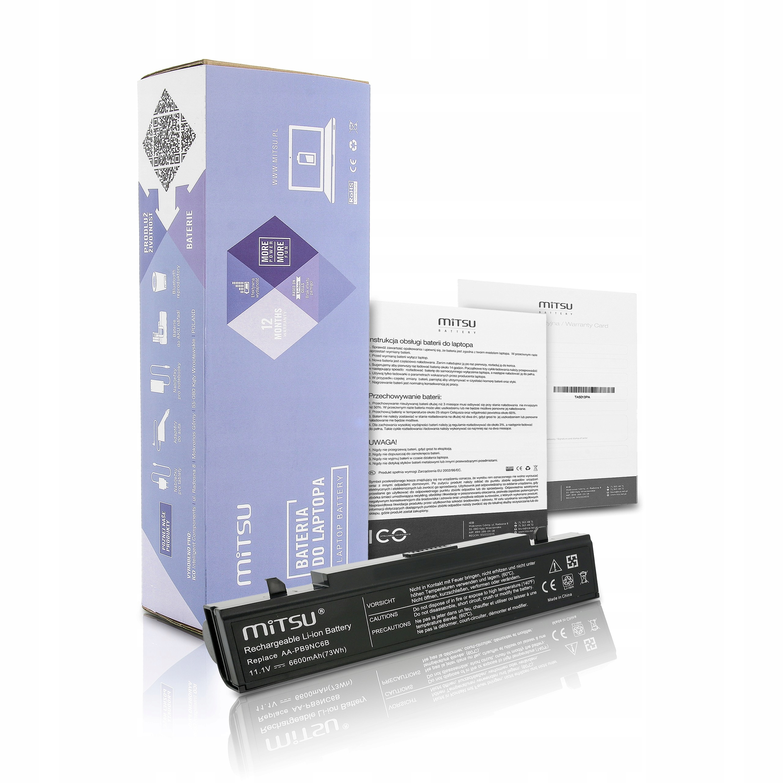 Baterie Mitsu pro Samsung R460, R519 (6600 mAh)