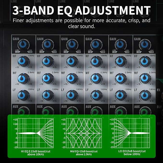 Mikser XTUGA CT120S 12-Kanałowy z Wejściem/Wyjściem RCA, MP3, Bluetooth, EQ Kolor czarny