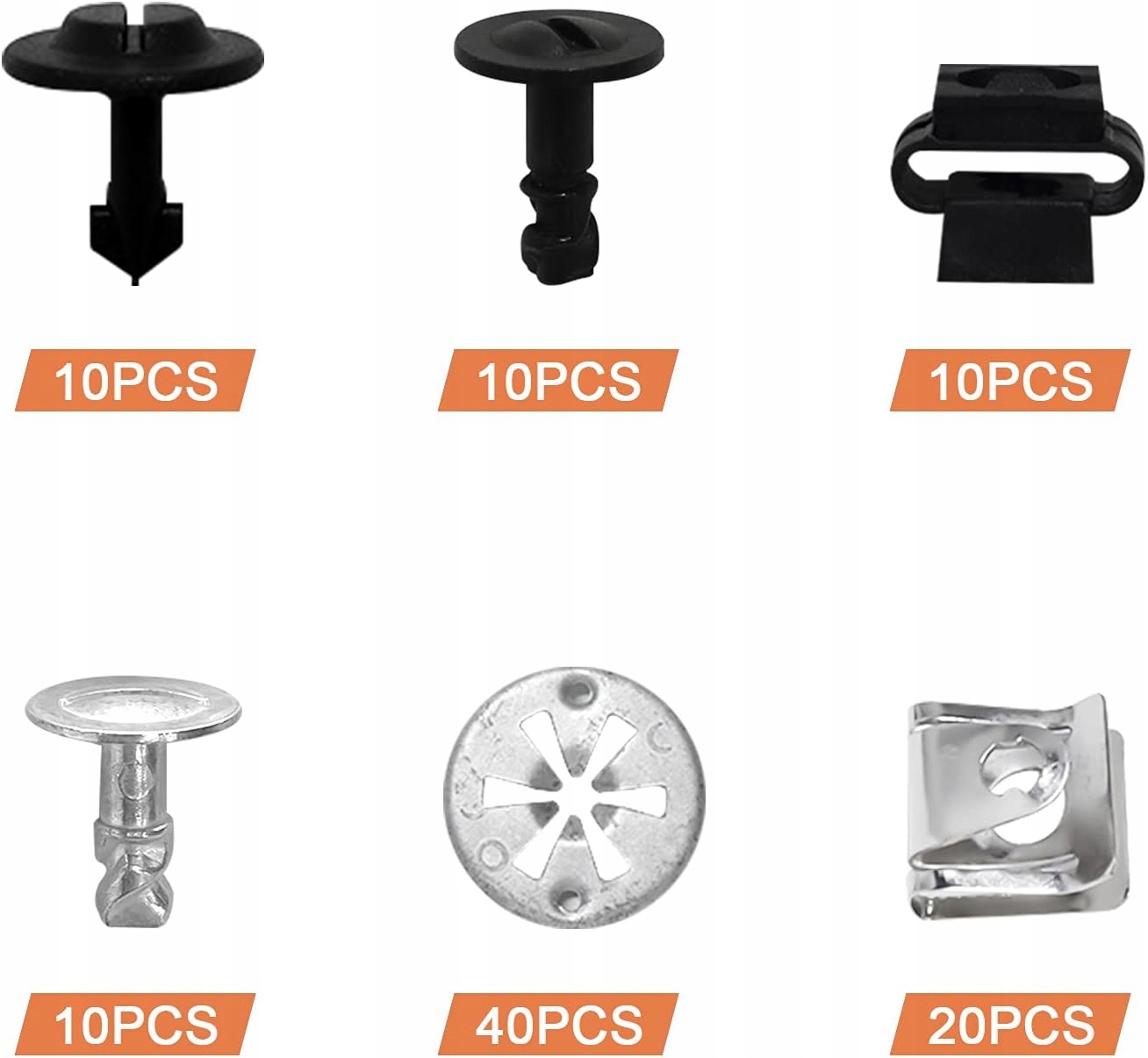 Spinki zapinki kołki samochodowe stalowe plastikowe zestaw 100 szt. Producent części bez marki