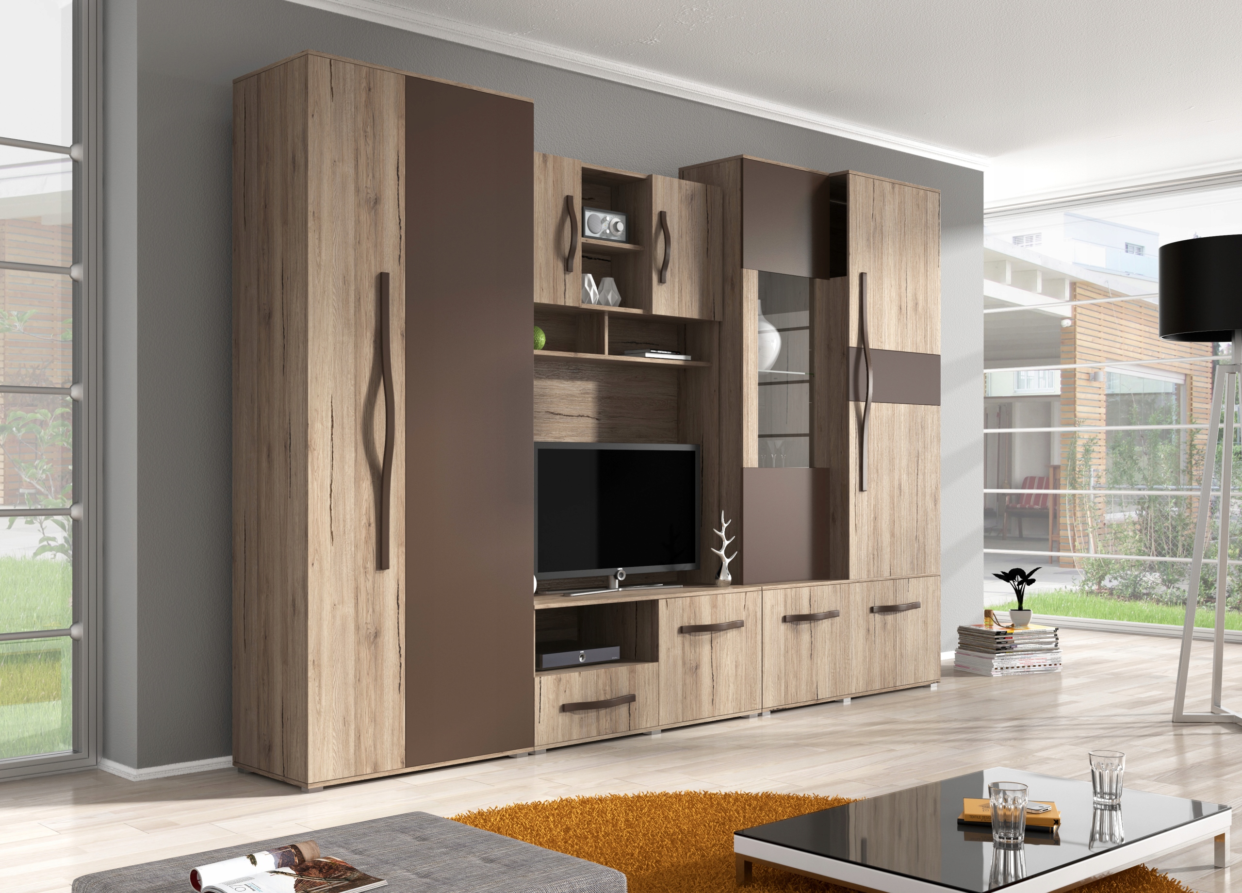 Meble do pokoju Meblościanka salon MODENA 300 półki szuflady Producent HIT EAN (GTIN) 5905575756008