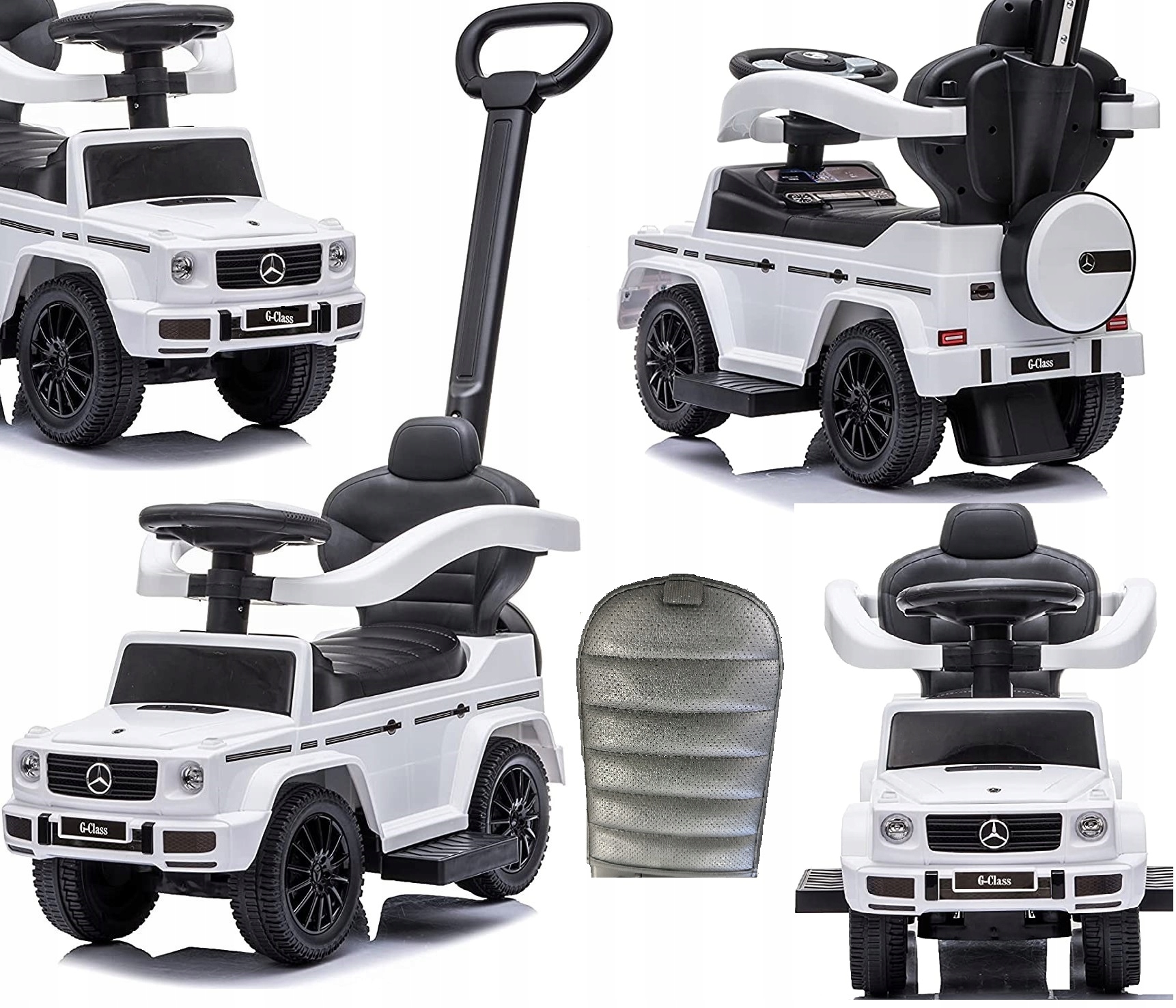 Mercedes-benz G350D Jeździk Pchacz Chodzik Dźwięk Skóra Gumowe Koła Miękkie