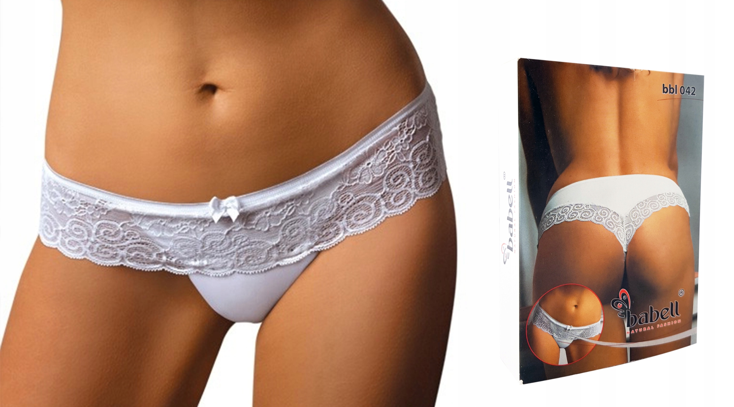 

Figi Babell Bbl 042 bikini , koronka , Białe , M