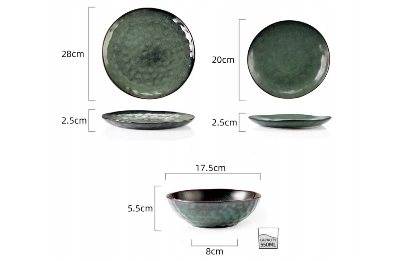 Serwis obiadowy kamionka zastawa Vancasso STARRY zielony 12 szt / 4 osób Linia STARRY