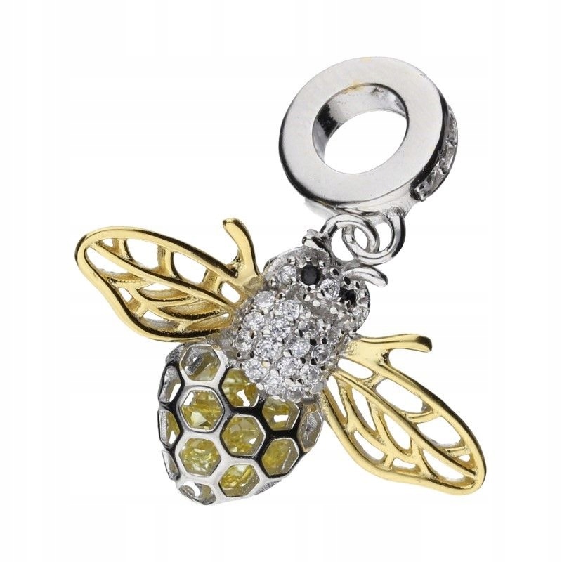 Pozlacený přívěsek stříbro 925, motiv včelí hmyz se zirkony, dvě barvy