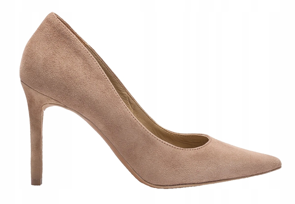 Lodičky Dámské Velurové Světle Hnědé Vysoké Podpatky Ryłko 37,5