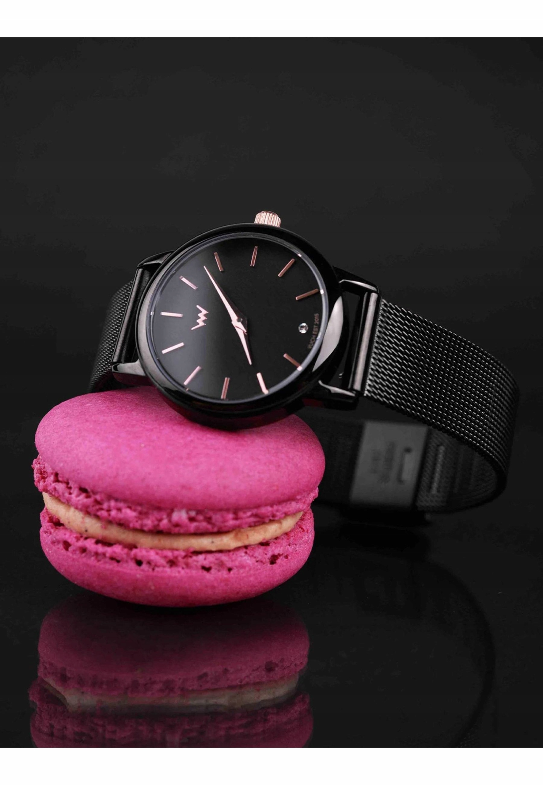 Dámské hodinky Vuch Marsh Metal Black 28 mm černé růžově zlaté
