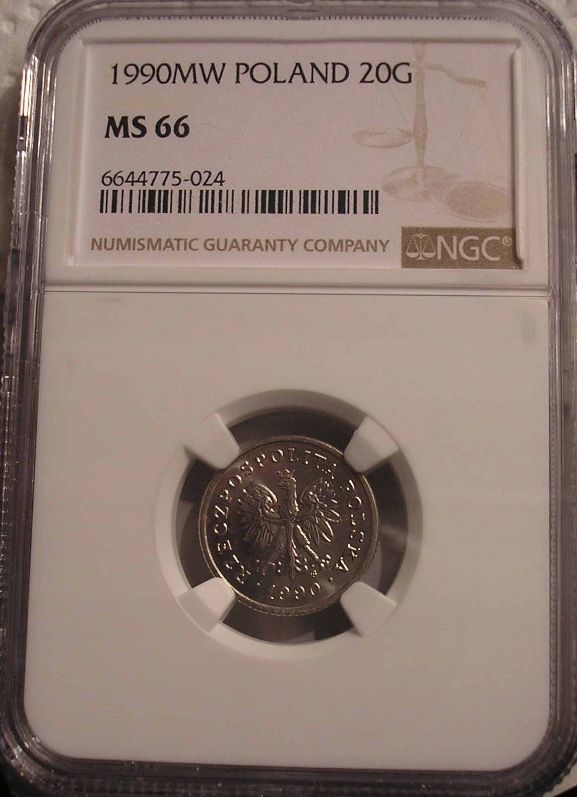 III RP - 20 groszy 1990 MS 66 NGC