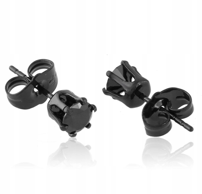 

Kolczyki Czarne Cyrkonie 8 mm Stal Chirurgiczna