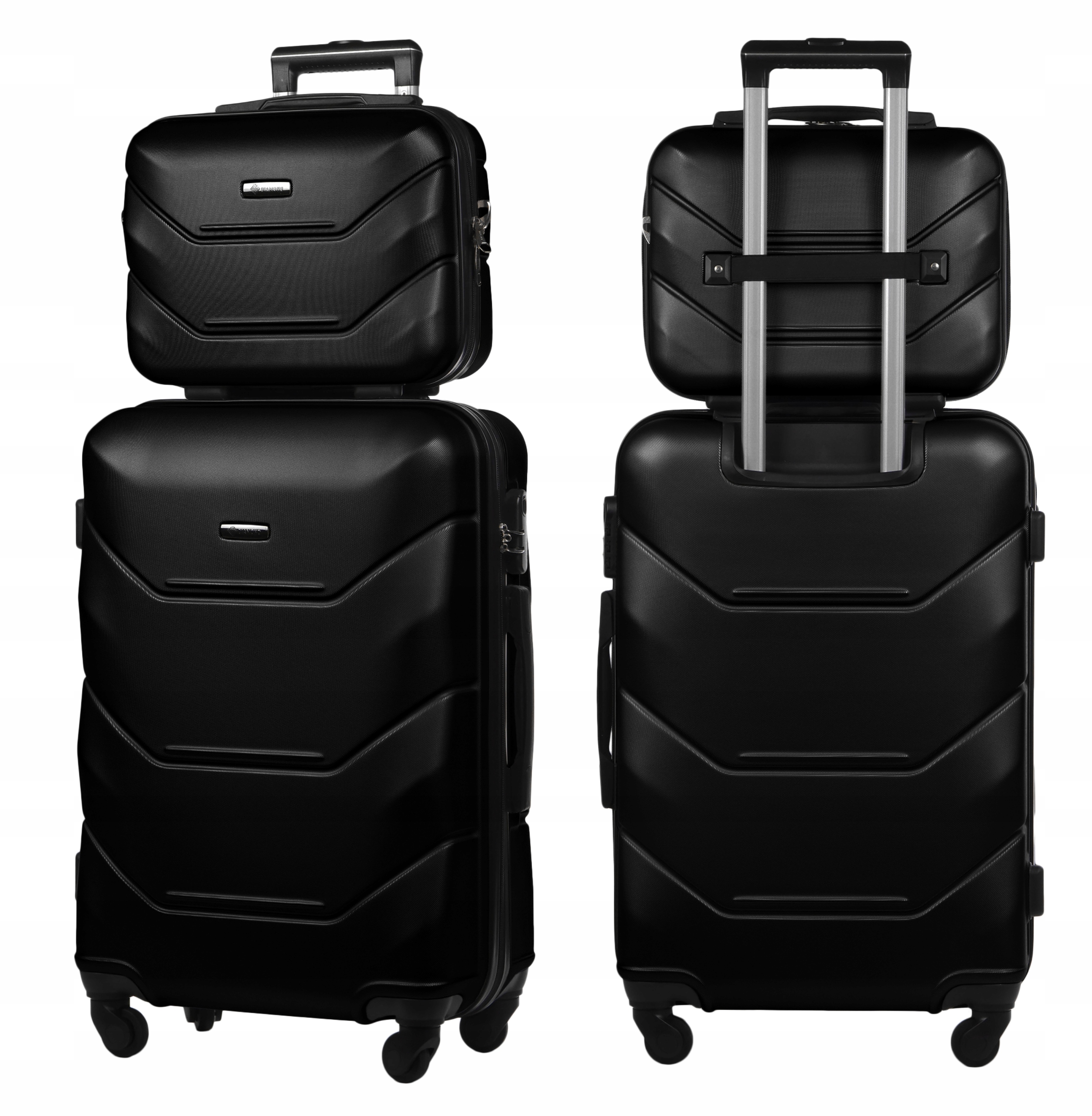 Set 2v1 Cestovní Kufr Střední M Kufřík Bc Černá Kolečka A227 Abs