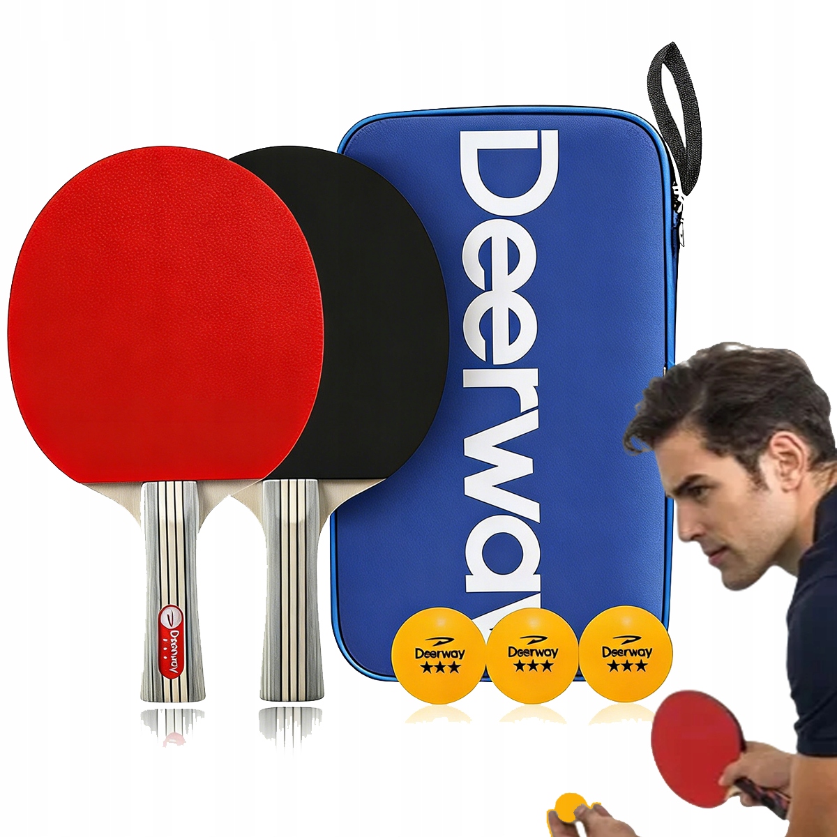 Paletki Rakietki Do Ping Pong Tenisa Stołowego Zestaw 3 Piłeczki