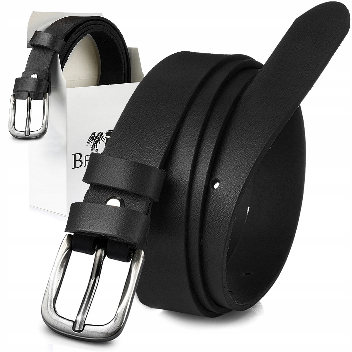 

Pasek skórzany damski wąski solidny Polski U50