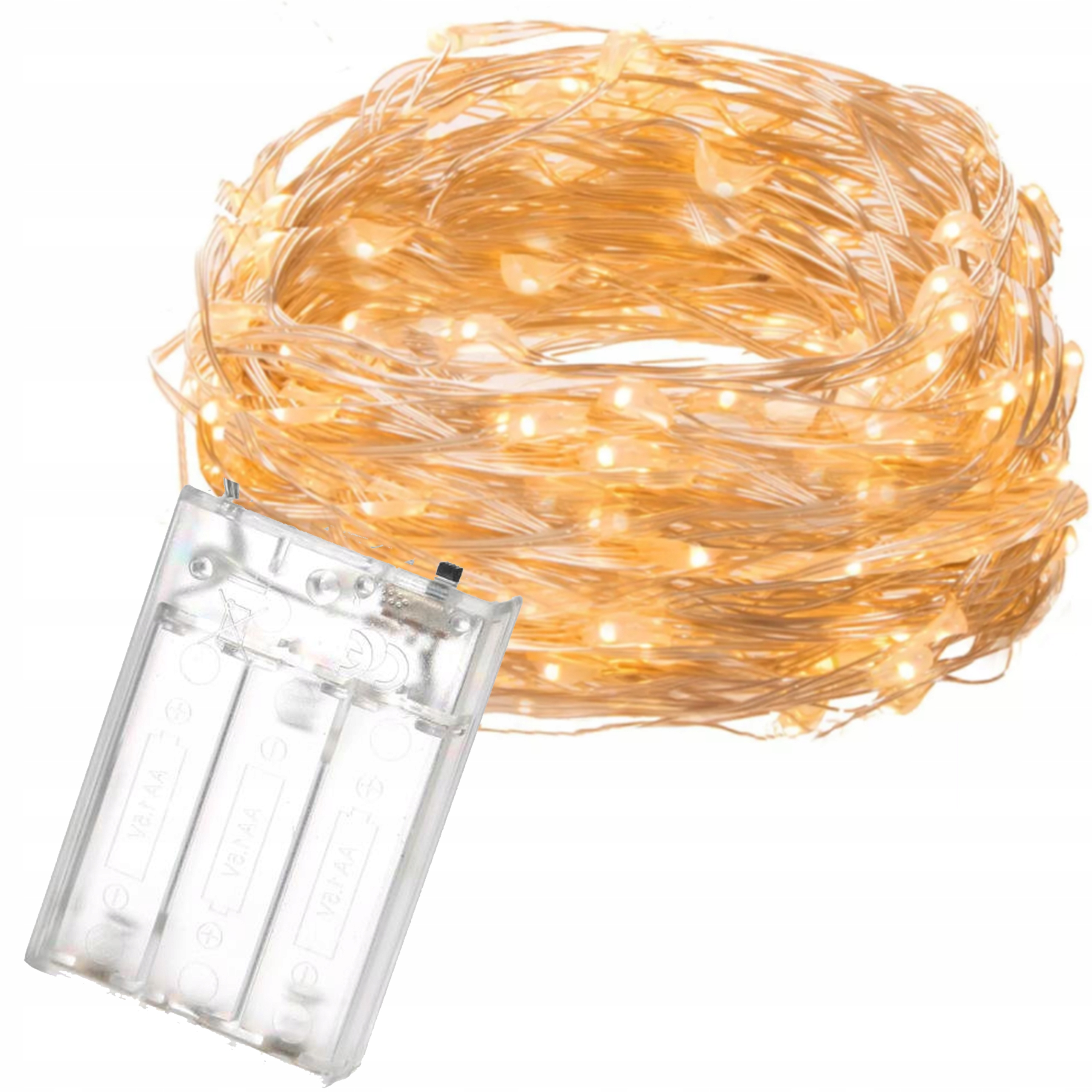 

Lampki Świąteczne Drucik 50 Led na Baterie Ciepłe