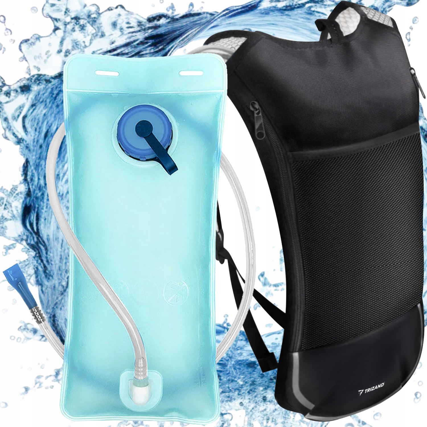 Plecak Trizand Plecak z Pojemnikiem na Wodę Bukłak Bidon 2 l czarny