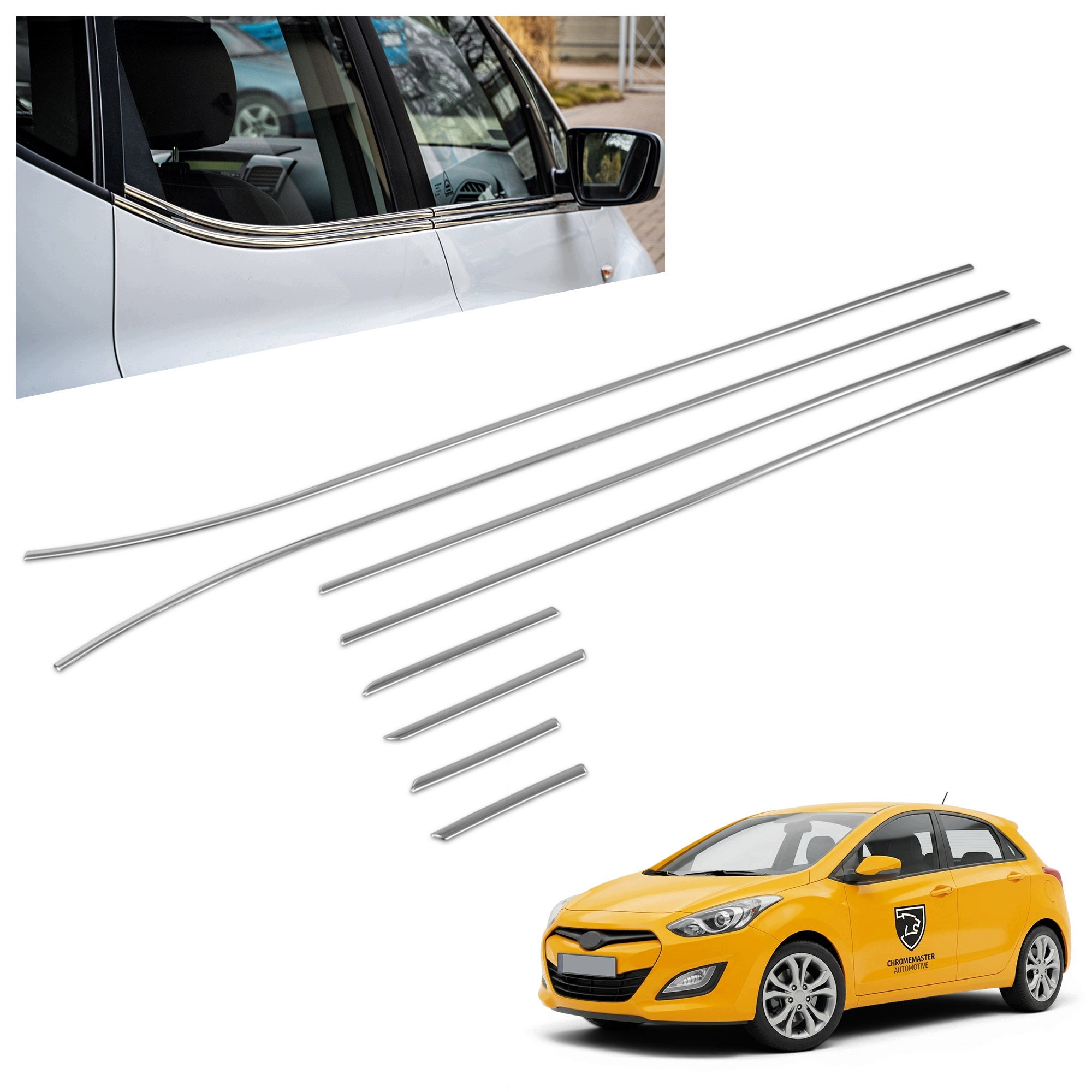 Okenné lišty pod bočné sklá pre Hyundai I30 II 2012-2016 Hb oceľ