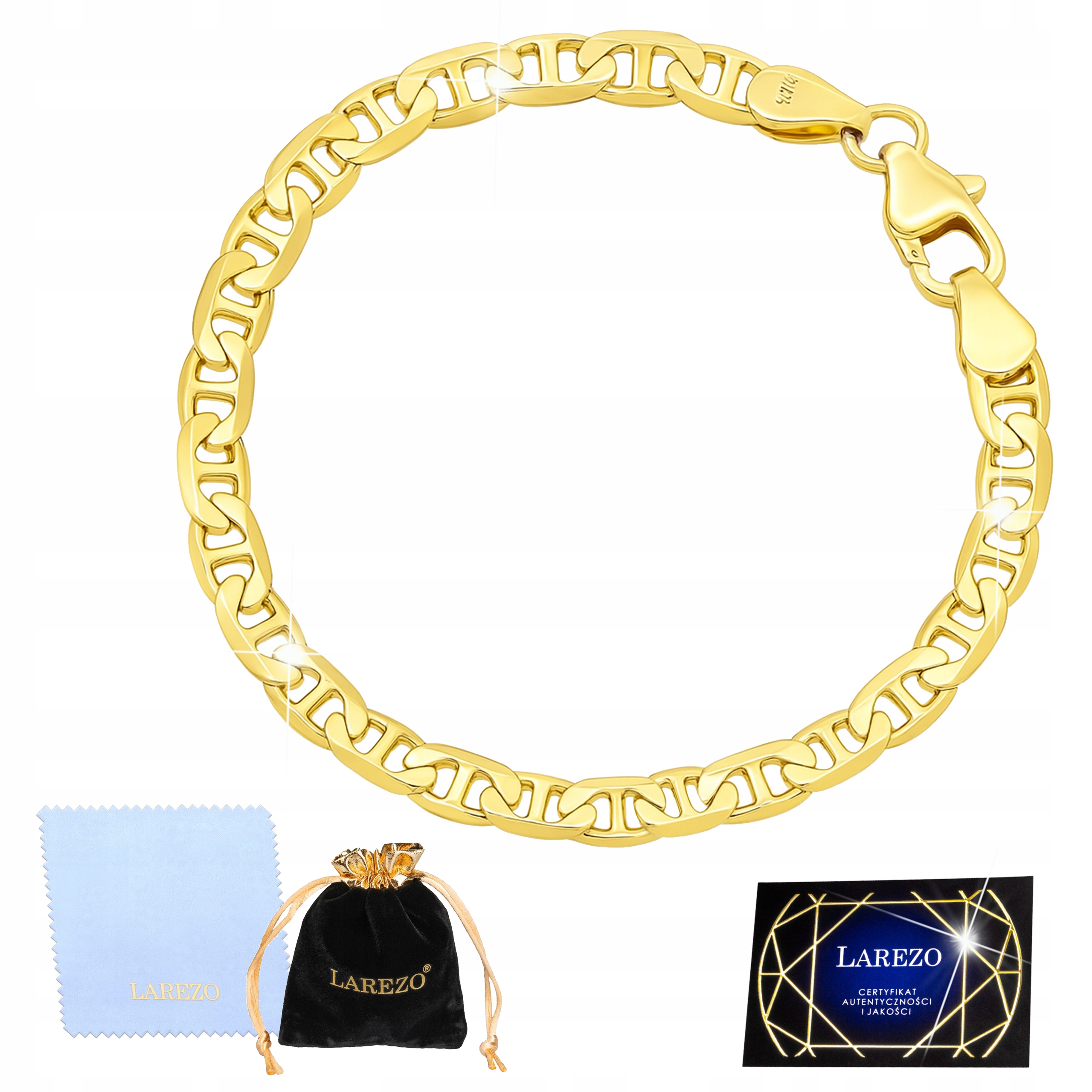 Pánský Náramek Zlatý Gucci Marina 3mm Plný Rhodiovaný 21cm Stříbro 925