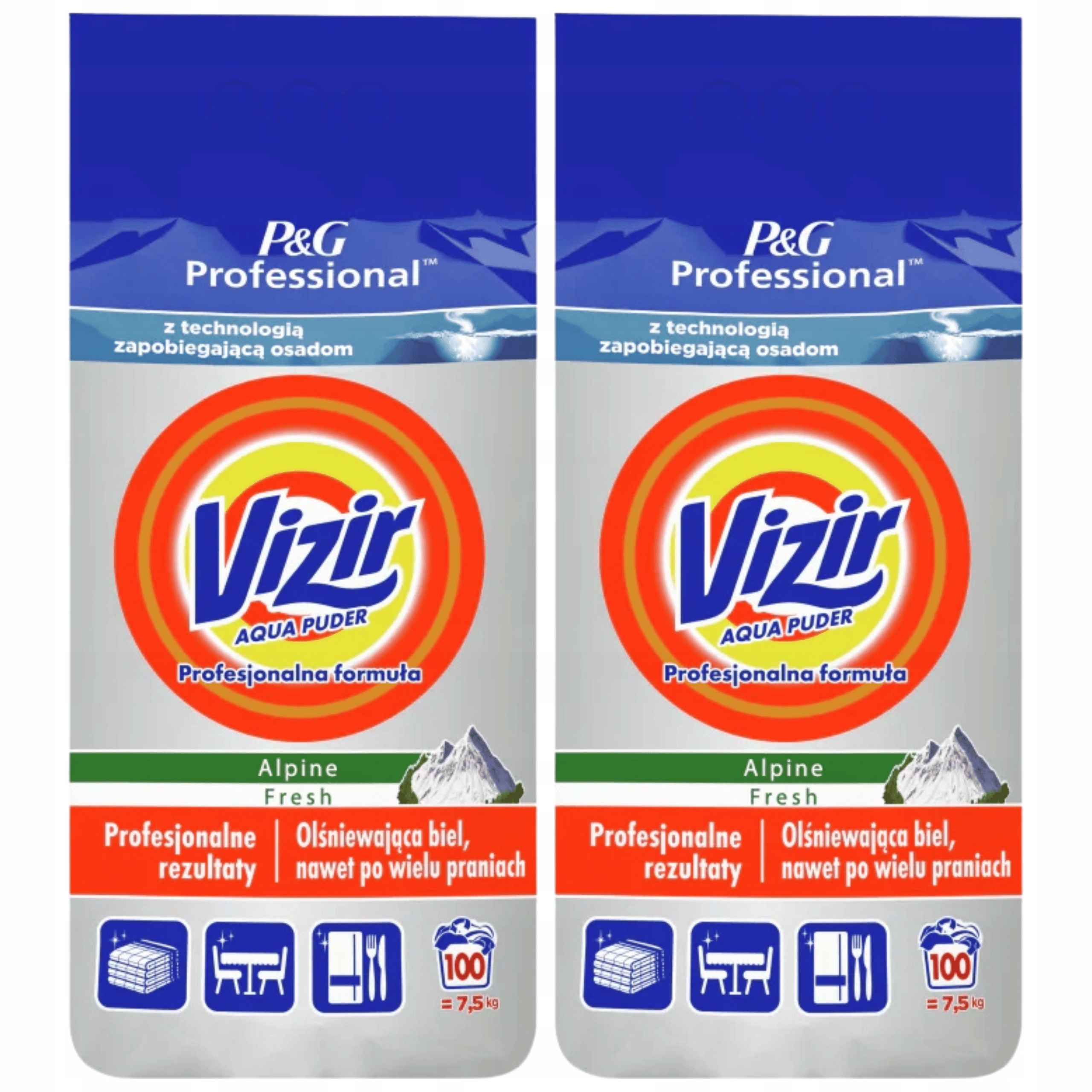 Proszek Do Prania Białego Białych Tkanin Vizir 100 Prań 2x5,5KG Alpinefresh