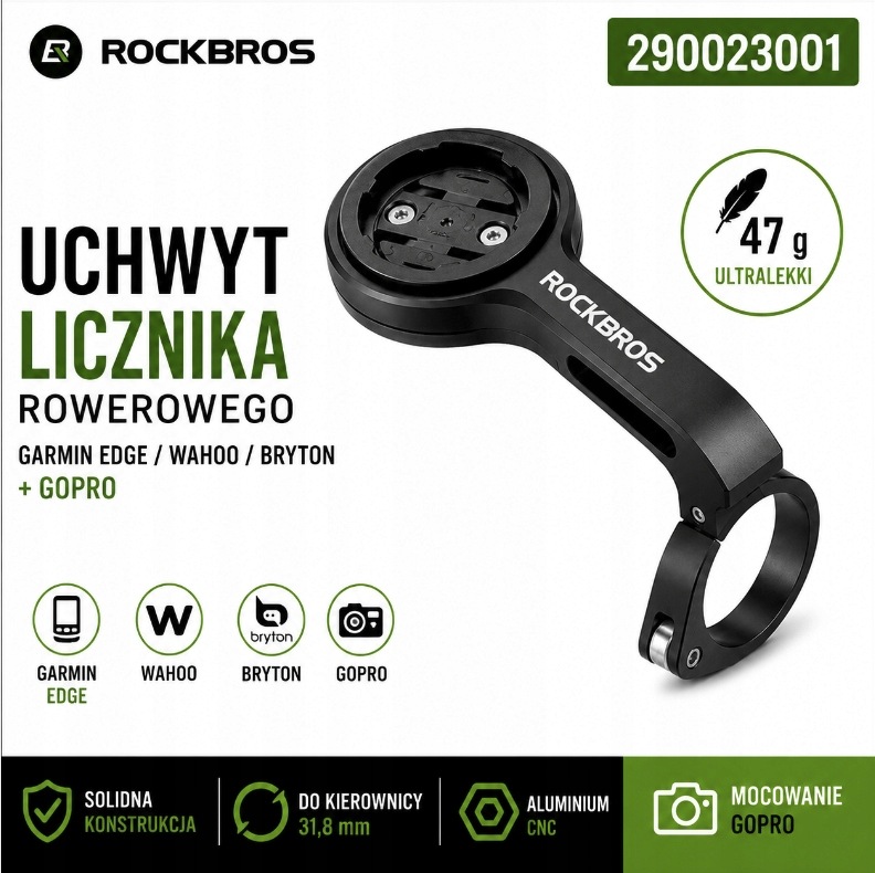 Rockbros Uchwyt Licznika Garmin Edge GoPro Wahoo Bryton Cnc Aero