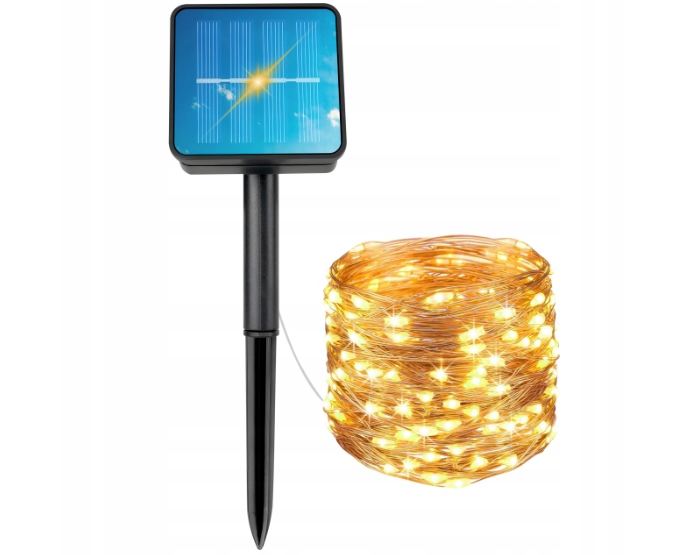 GIRLANDA SOLARNA 12m OGRODOWA DRUCIKI ŁAŃCUCH 100 LED