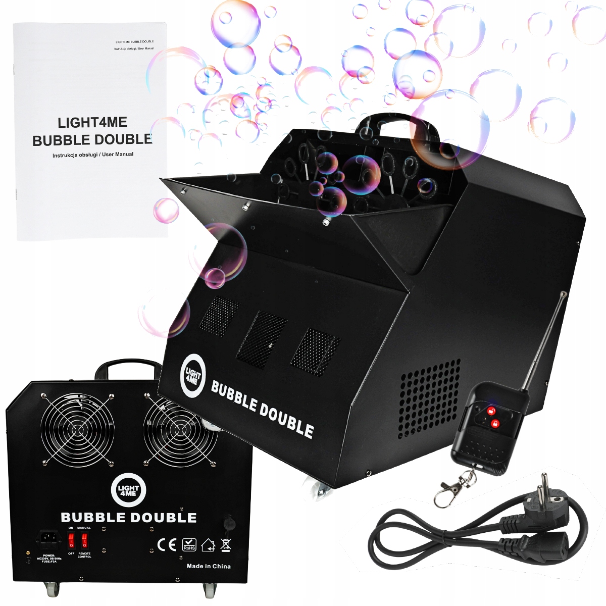 Wytwornica Baniek Podwójna 300 Watt Mocna Czarna Kółka Transportowe Pilot