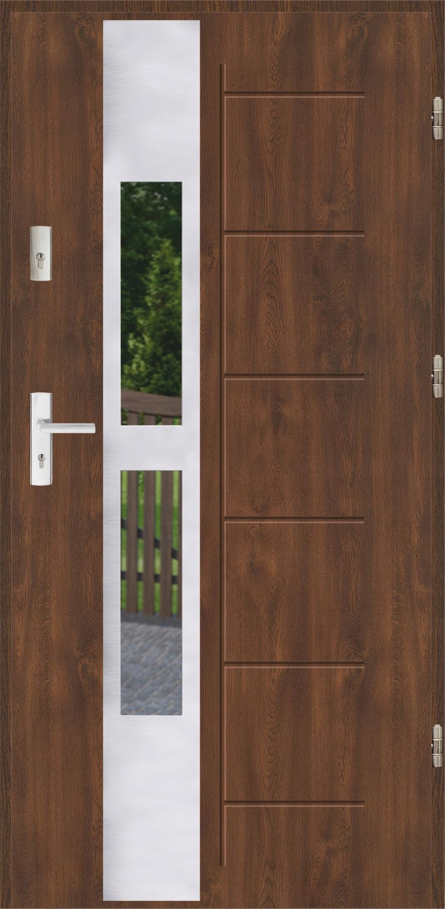 Drzwi Ud 1,2 Lux Plus 72mm Gala 135 Inox Orzech Prawe 90 do wewnątrz