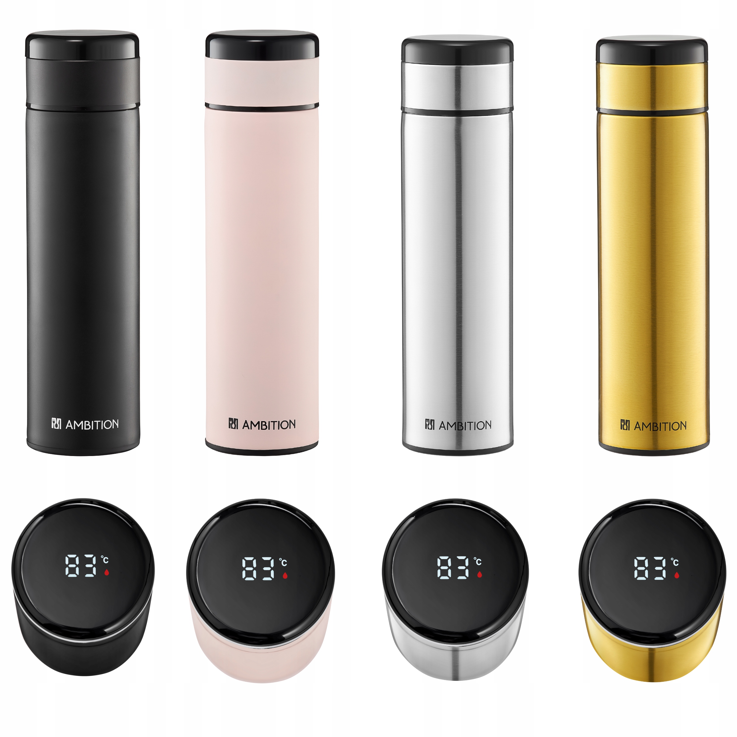 TERMOS ZE WSKAŹNIKIEM TEMPERATURY WYŚWIETLACZ KUBEK TERMICZNY KAWY HERBATY