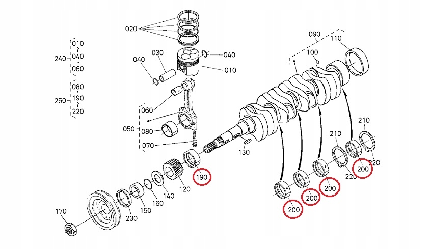 A070150.000KPL - Основной вкладыш STD Kubota двигатель V1903
