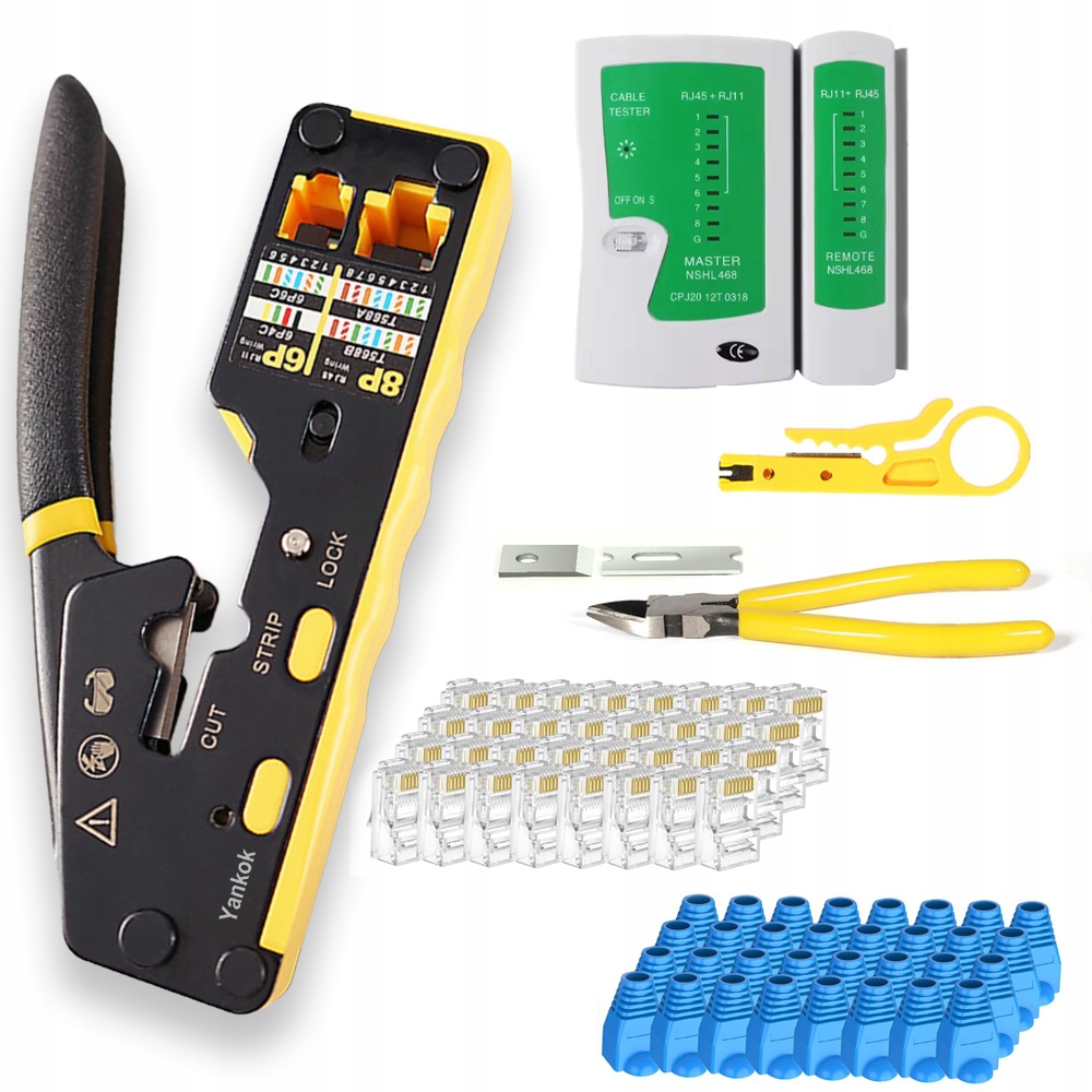 Zestaw narzędzi RJ45 Lan tester kabli zaciskarka ściągacz etui