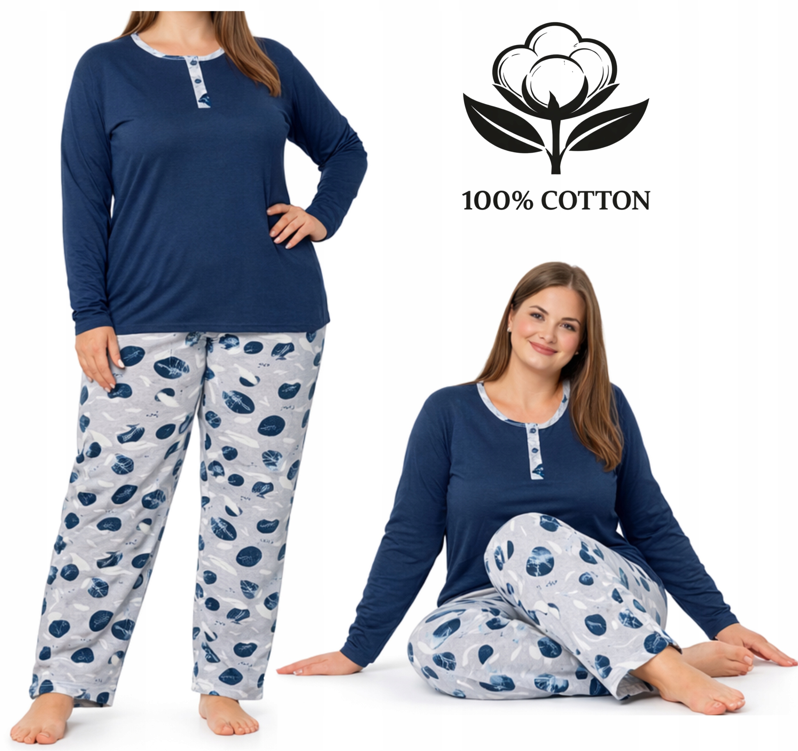 PIŻAMA damska BAWEŁNA NADWYMIAR duża