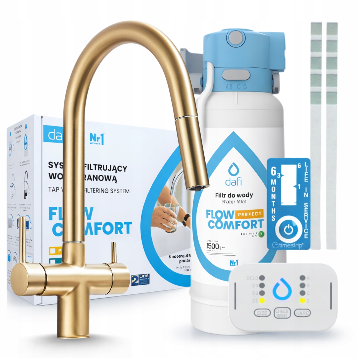Kuchyňský Kohoutek Na Filtr Vody Zlatý A Filtr Pod Dřez Dafi Flow Comfort D-1