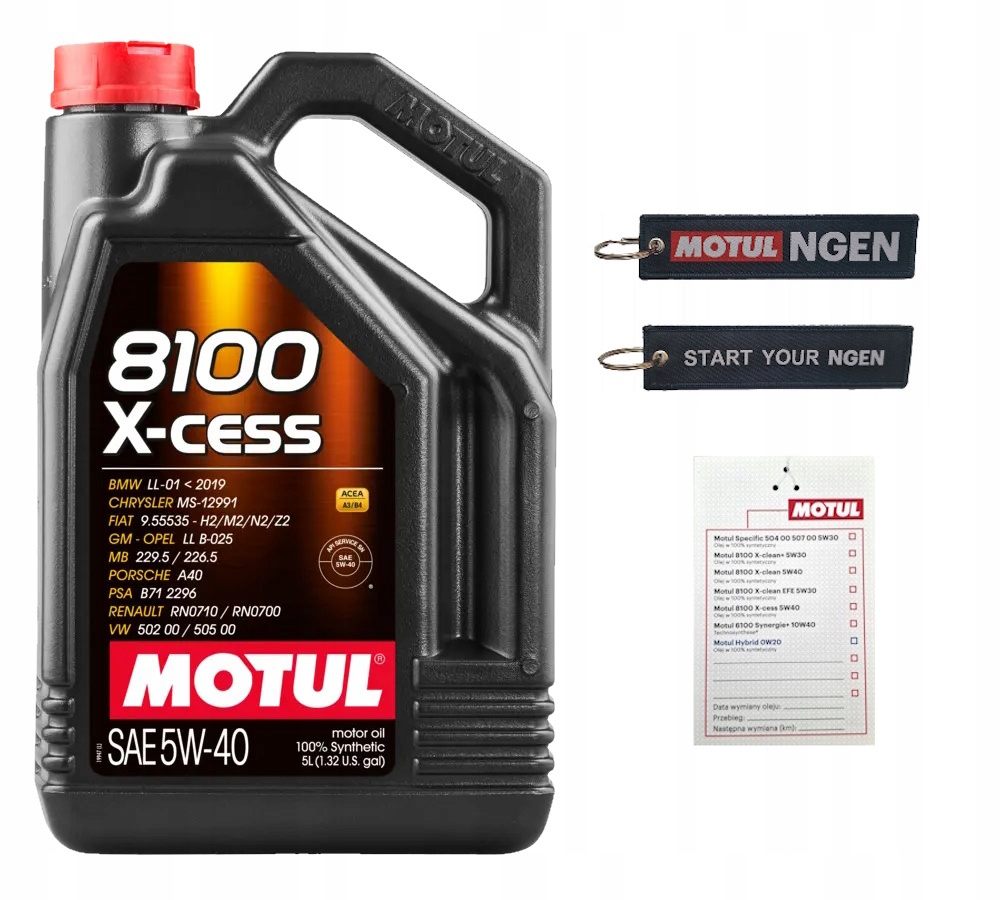 Motul 8100 X-cess 5W40 5L A3/B4 102870 Zawieszka Brelok