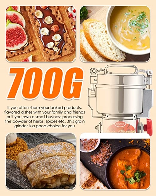 NEWTRY Elektryczny młynek do przypraw 700g 2400W Mechanizm mielący ostrza