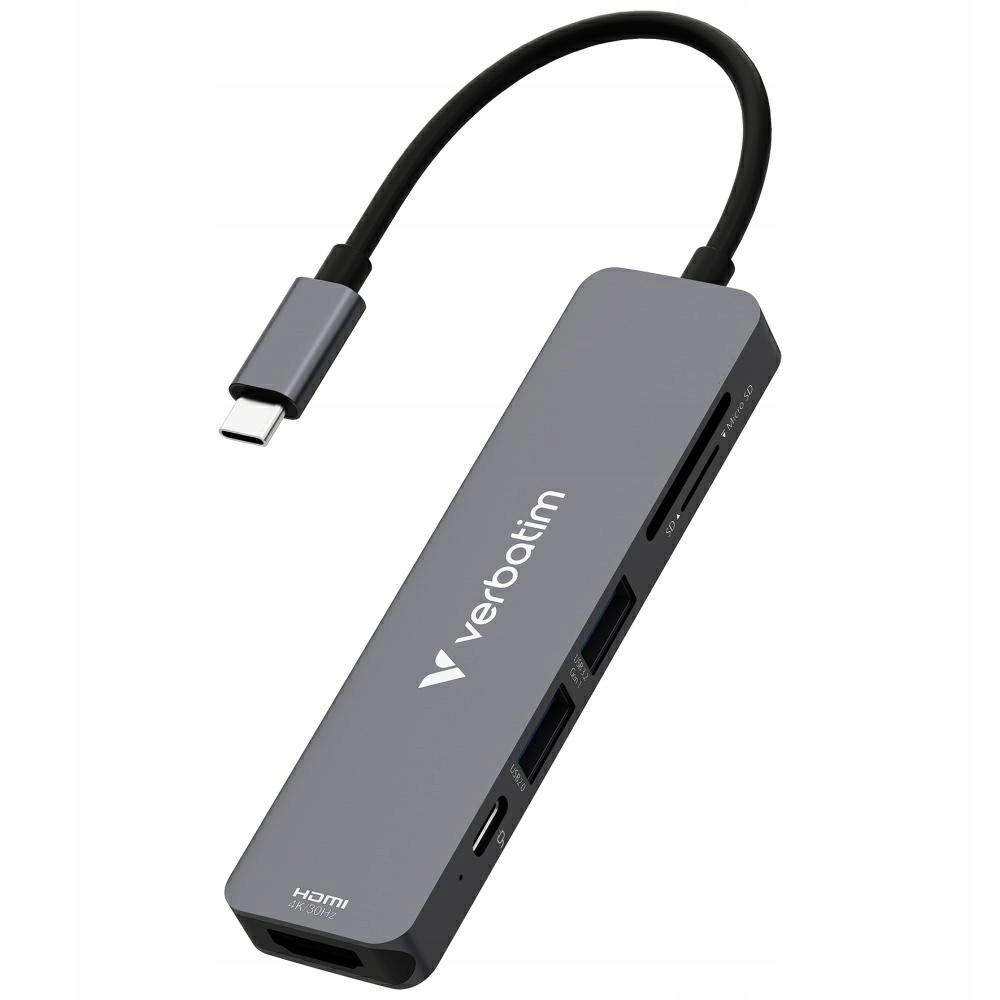 Adaptér Hub Verbatim Usb-c/hdmi/usb-a 3.2/USB-A 2.0/SD/microSD hliníkový