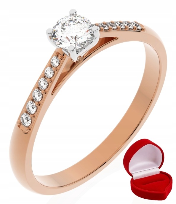 Zlatý Prstýnek 585 14k Brylant Lab 0,19 ct Růžové Zlato R17