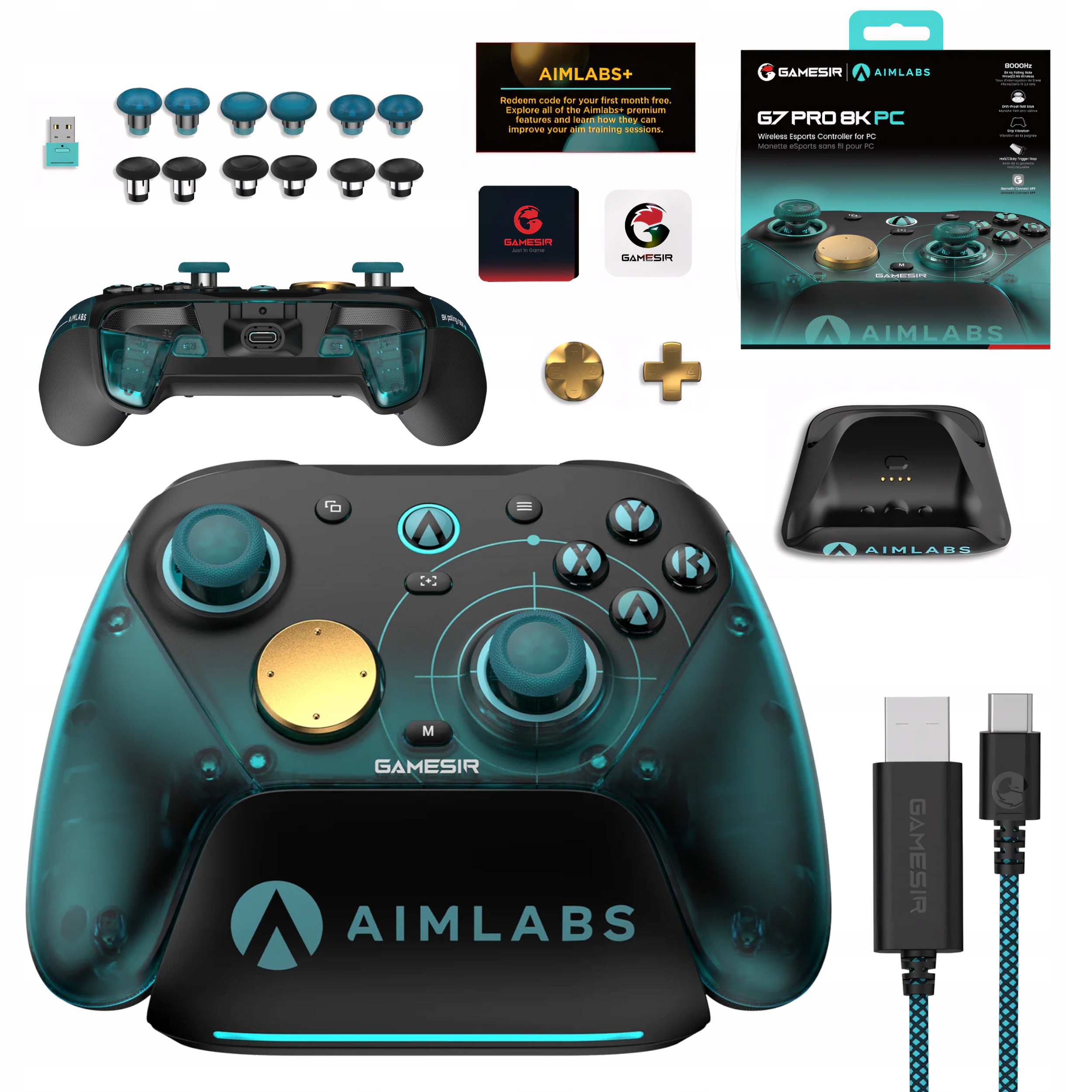 GameSir G7 Pro 8K Aimlabs Gamepad Pc Bezdrátový Bluetooth se stanicí