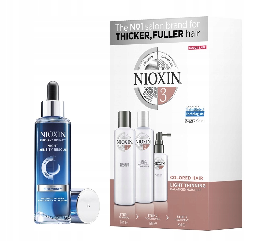 Nioxin noční kúra 70 ml System 3 Trial Kit sada 350 ml