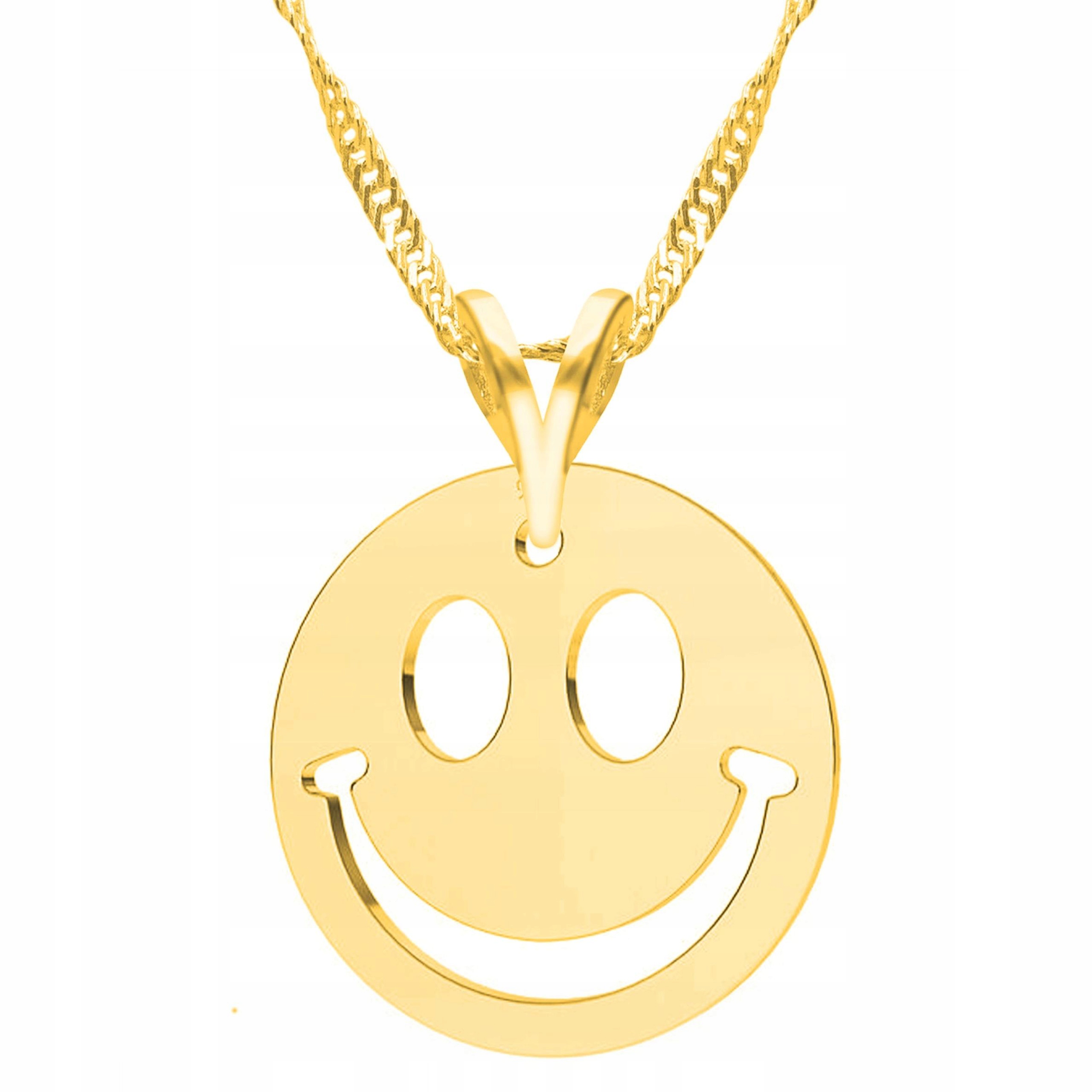 Zlatý náhrdelník Úsměv Emotikon Radost Tvář Štěstí Emoji Stříbro 925