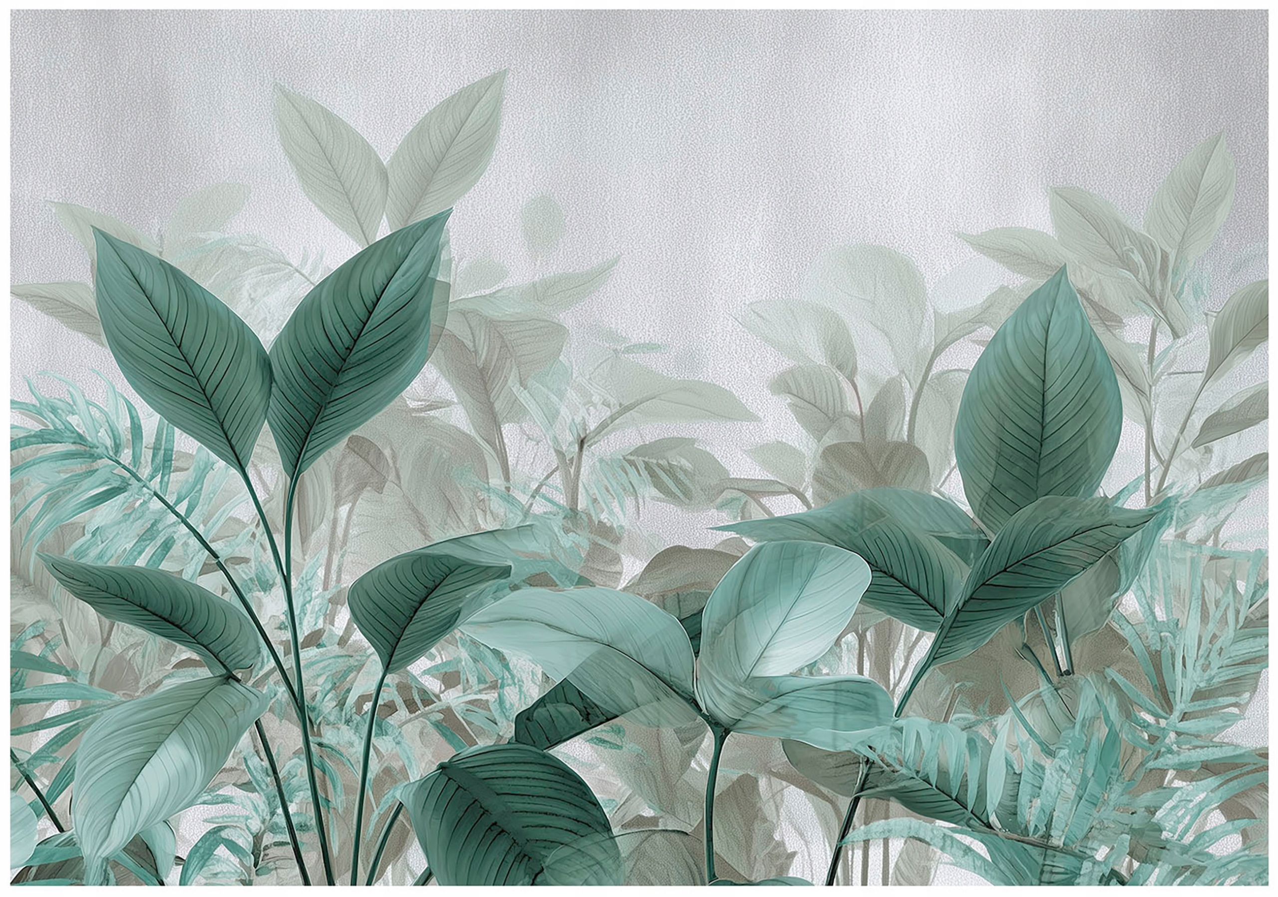 Fototapeta Zelené Listy Šedá Tapeta Do Předsíně Obývacího Pokoje Kanceláře 400x280