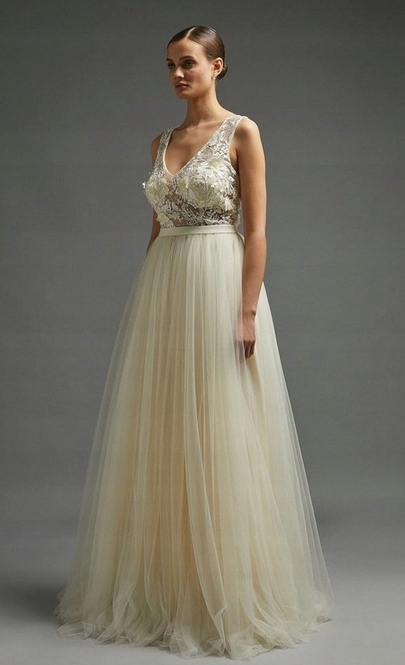 Zdobená Tylová Vyšívaná Šaty Večerní Plesová Sukně 40 L