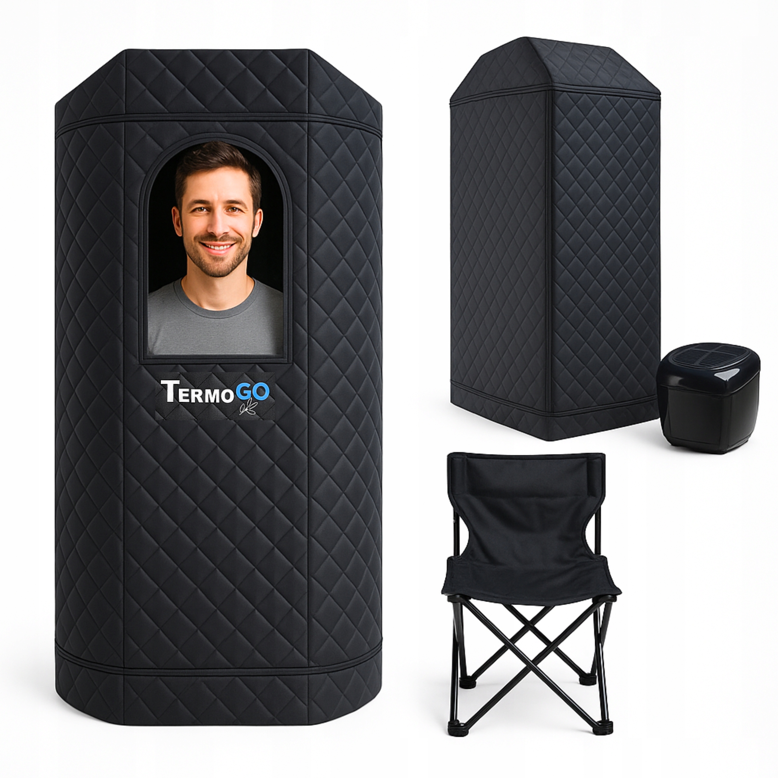 Velká parní sauna s židlí pro jednu osobu, domácí relaxace 180x53x53 cm